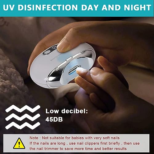 MAYCREATE® Electric Nail Clipper with Uv Light USB Rechargeable 3 Speeds Anti-Splash Trimmer Dust Bin for Baby 1 Count 2PCS MAYCREATE® Electric Nail Clipper with Uv Light USB Rechargeable 3 Speeds Anti-Splash Trimmer Dust Bin for Baby 1 Count 2PCS